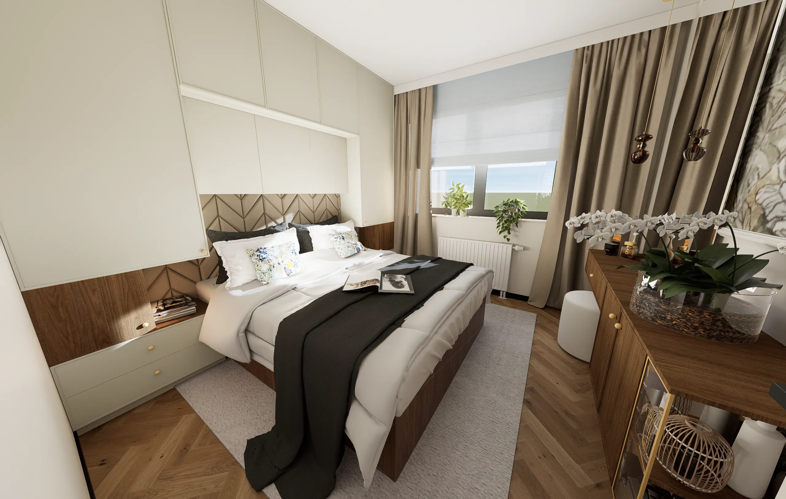 Ściana z panelami 3D — Mieszkanie · 75 m²